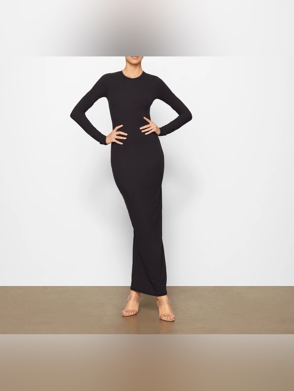 SKIMS Fits Everybody Crewneck Long-Sleeve Dress, Size S